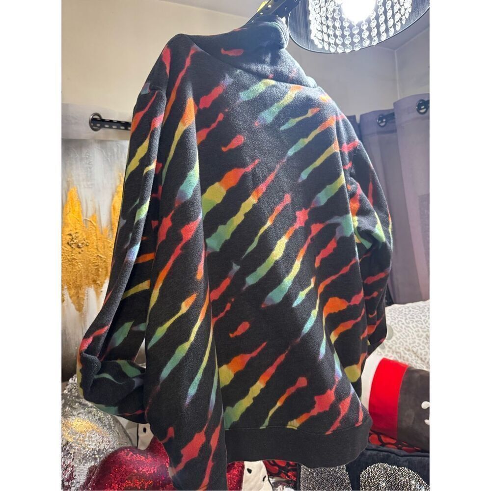 VS Pink rainbow zebra pullover cowl neck  Sherpa lined size large /L - Picture 6 of 8